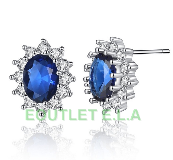 CLUSTER MIDNIGHT BLUE CZ STUD EARRINGS